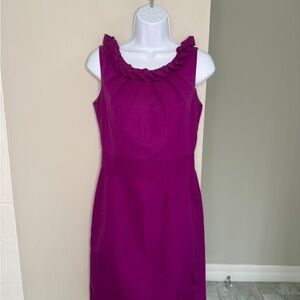 Armani Collezioni Fuchsia Ruffle Neck Midi Dress